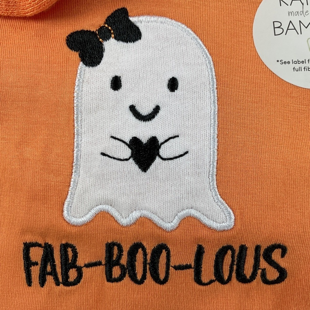 Milkberry Kids Halloween Ghost Bamboo Pajama Set 3pc Orange 24M New - Picture 4 of 9